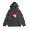 Dark Gray Hoodie with Apple and Star Print