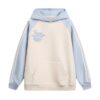 Blue Panel Contrast Loose-Fit Hoodie