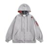 Grey Patchwork Zip-Up Hoodie